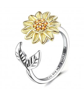 Anillo Ajustable Girasol Luna Giratorio Anti Estrés Regalo